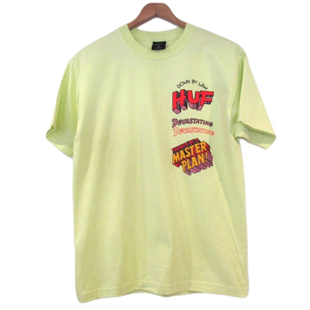 HUF Master Plan Lime T-Shirt Medium 100% Cotton Short Sleeve Tee Paid in Full